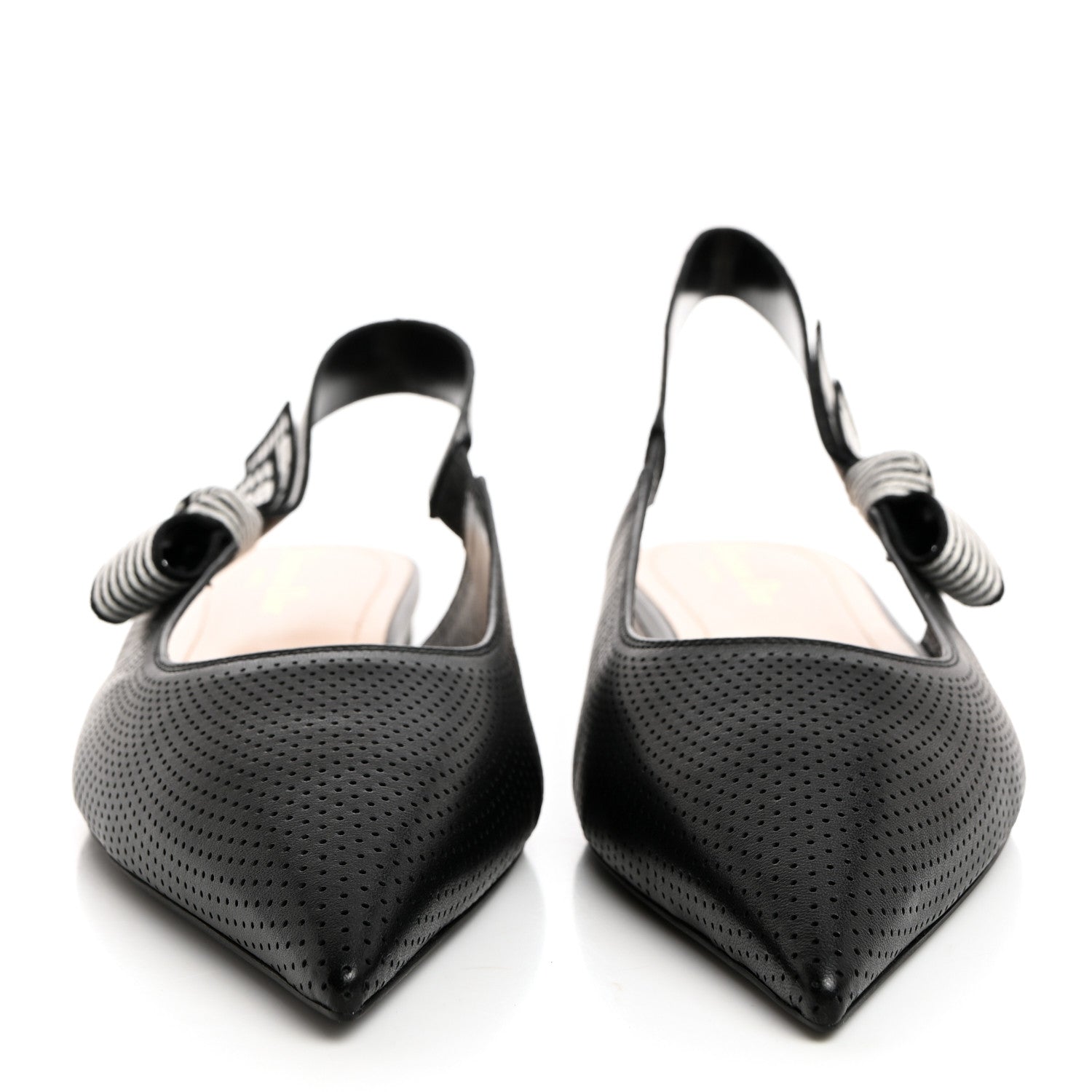 Christian Dior Perforated Supple Lambskin Cotton Ribbon Dior Toujours Slingback Flats 41 Black 2 of 9