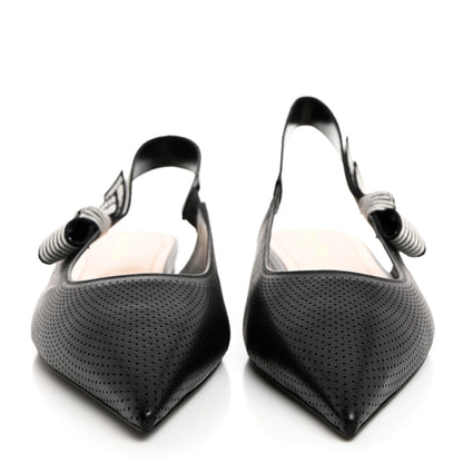 Christian Dior Perforated Supple Lambskin Cotton Ribbon Dior Toujours Slingback Flats 41 Black 2 of 9
