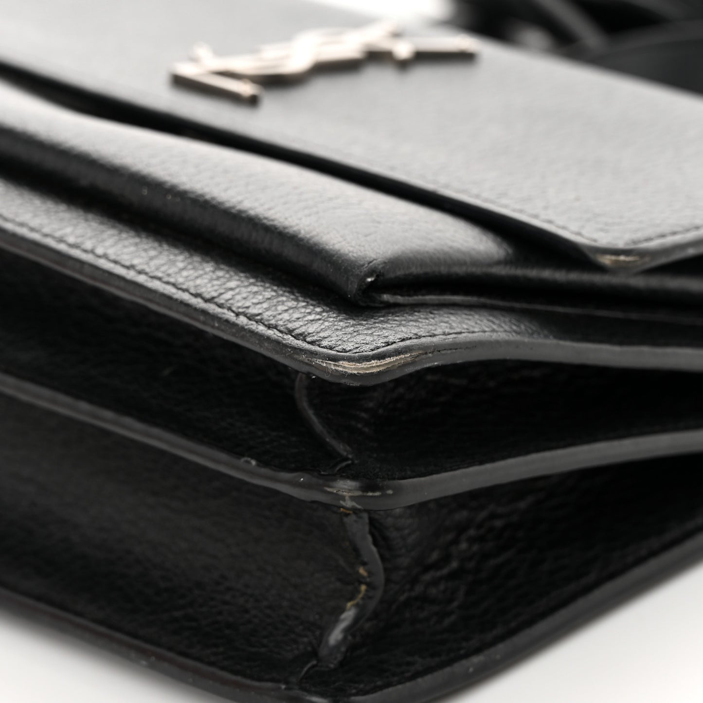 Grained Calfskin Medium Monogram Sunset Satchel Black