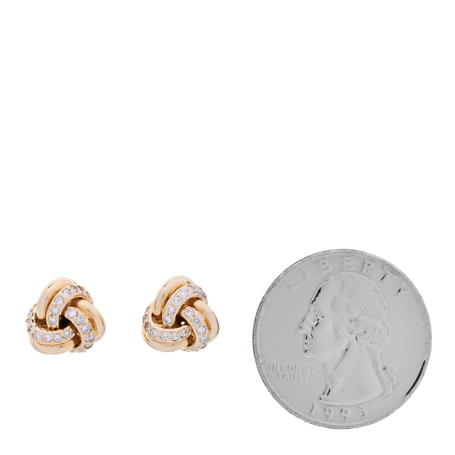Tiffany 18K Yellow Gold Diamond Love Knot Earrings 2 of 5