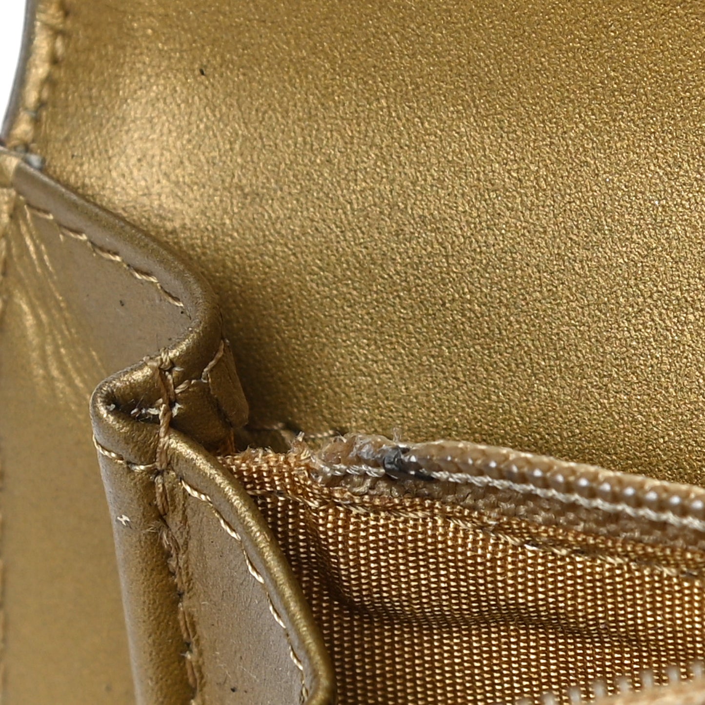 Metallic Aged Calfskin Quilted Boy Yen Wallet Gold