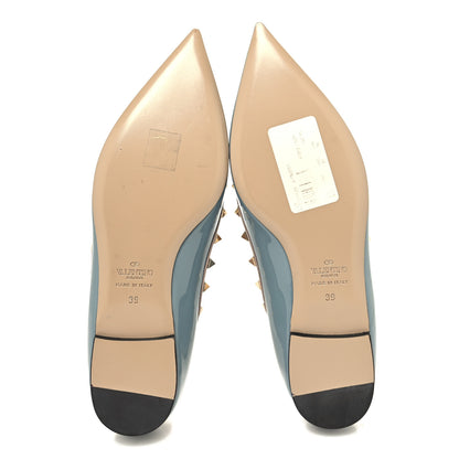Valentino Garavani Patent Calfskin Rockstud Ballerina Flats 39 Grey Poudre 5 of 8