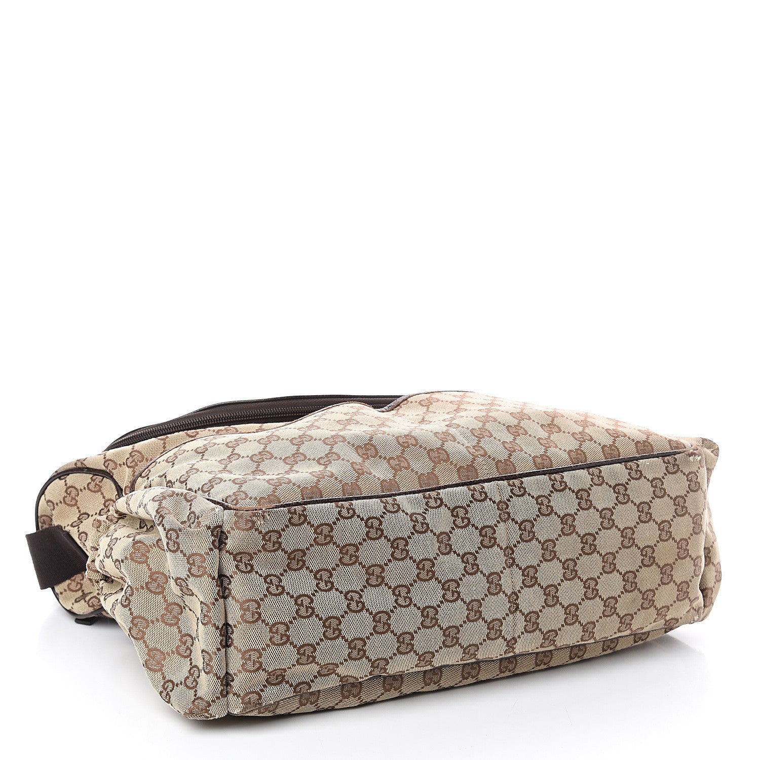 Gucci Monogram Natural Pigskin Large Diaper Bag Beige Ebony Cocoa Dark Chocolate 4 of 9