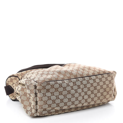 Gucci Monogram Natural Pigskin Large Diaper Bag Beige Ebony Cocoa Dark Chocolate 4 of 9