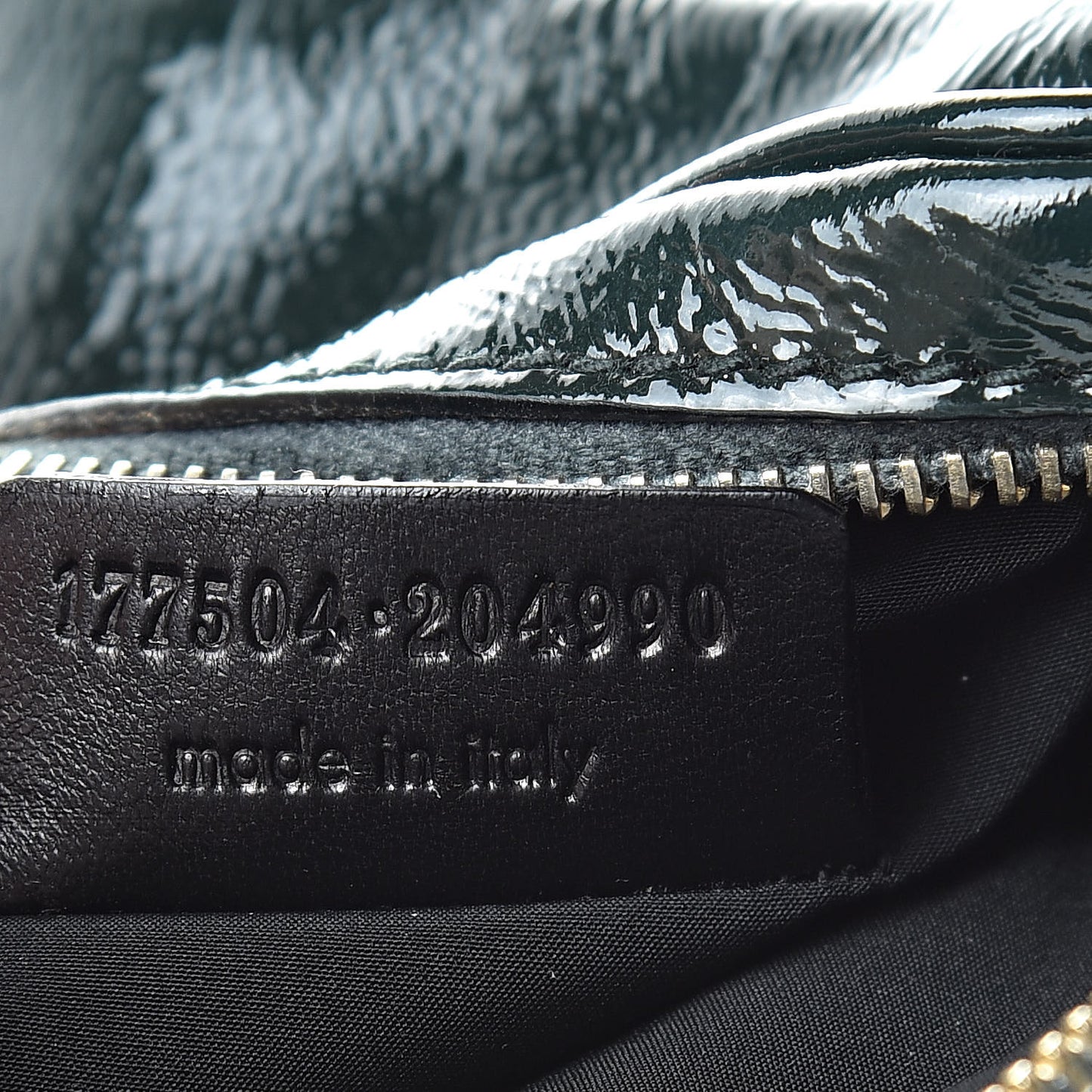 Textured Patent Monogram Mini Wristlet Green