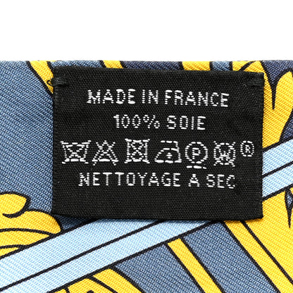 Hermes Silk Washington's Carriage Detail Twilly Gris Bleu Jean Jaune 4 of 7