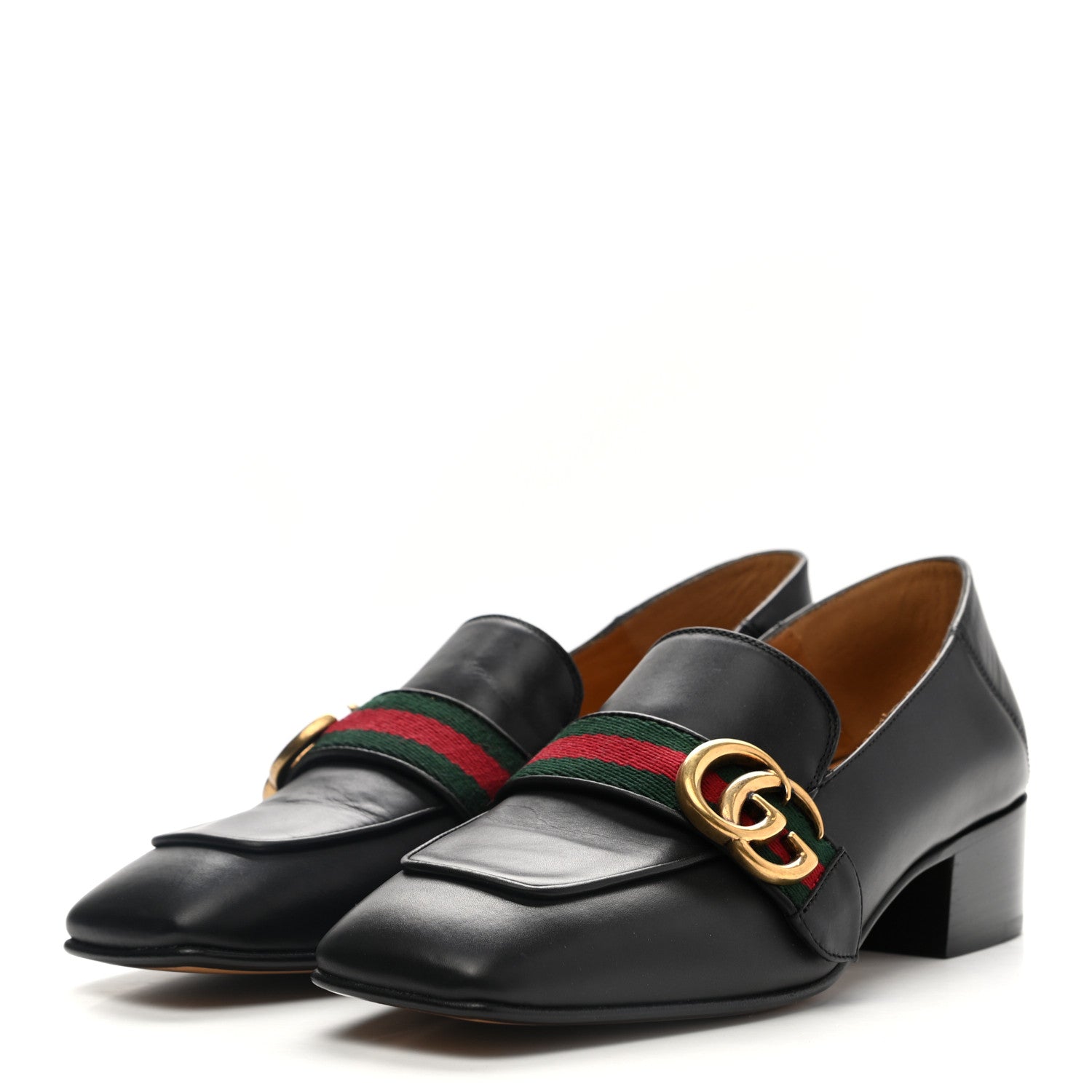 Gucci Calfskin Web Peyton Loafer Pumps 36.5 Black 3 of 10