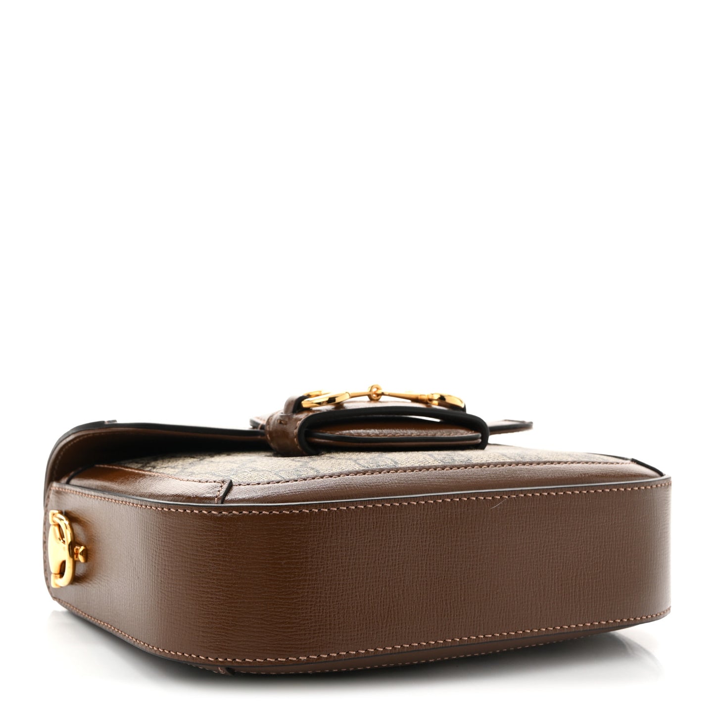 GG Supreme Monogram Web Mini Horsebit 1955 Shoulder Bag Beige Brown Sugar