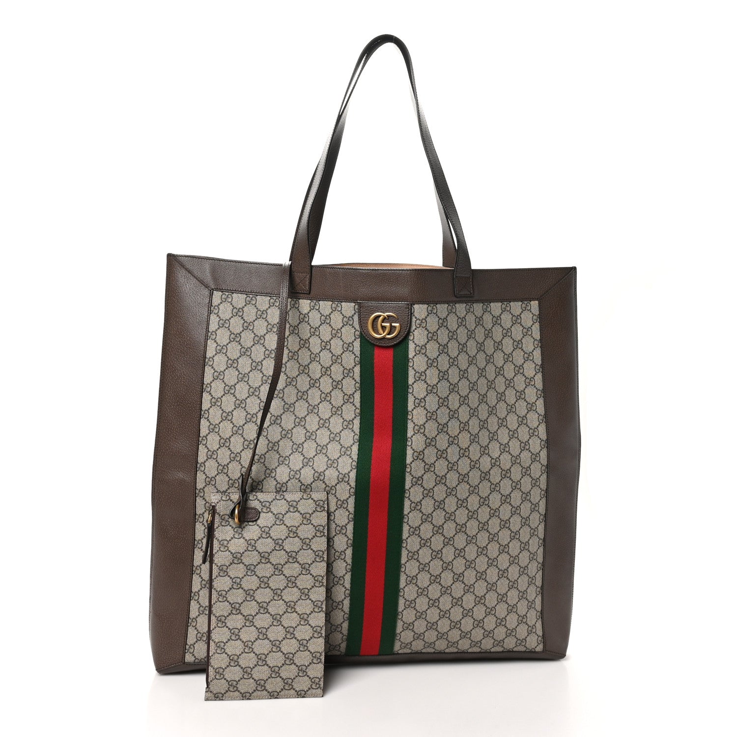 Gucci GG Supreme Monogram Web Maxi Ophidia Vertical Shopping Tote Brown 3 of 11