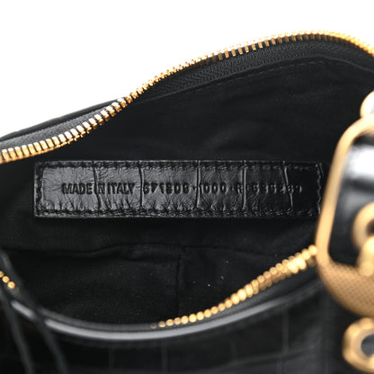 Balenciaga Extra Supple Calfskin Crocodile Embossed Le Cagole Shoulder Bag XS Black 7 of 11