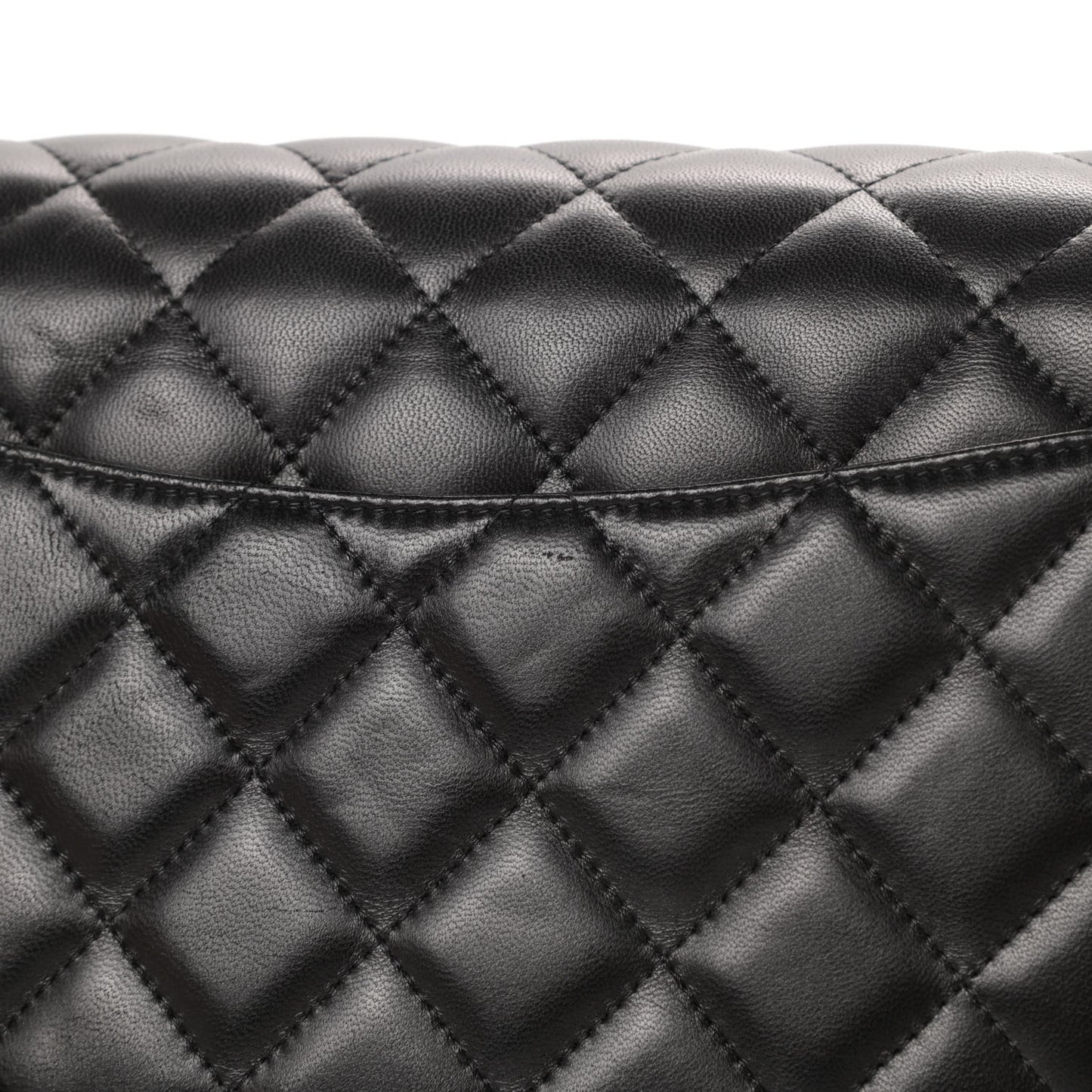 Lambskin Quilted Jumbo Double Flap Black