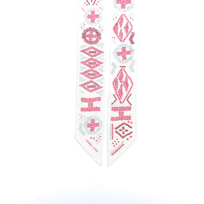 Hermes Silk Kelly En Perles Twilly Creme Framboise 5 of 5