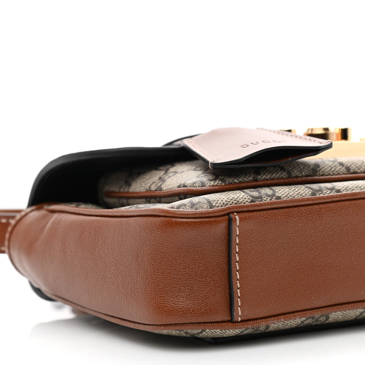 GG Supreme Monogram New Sakai Lux Calfskin Mini Padlock Flap Pocket Shoulder Bag Beige Ebony Black Cuir