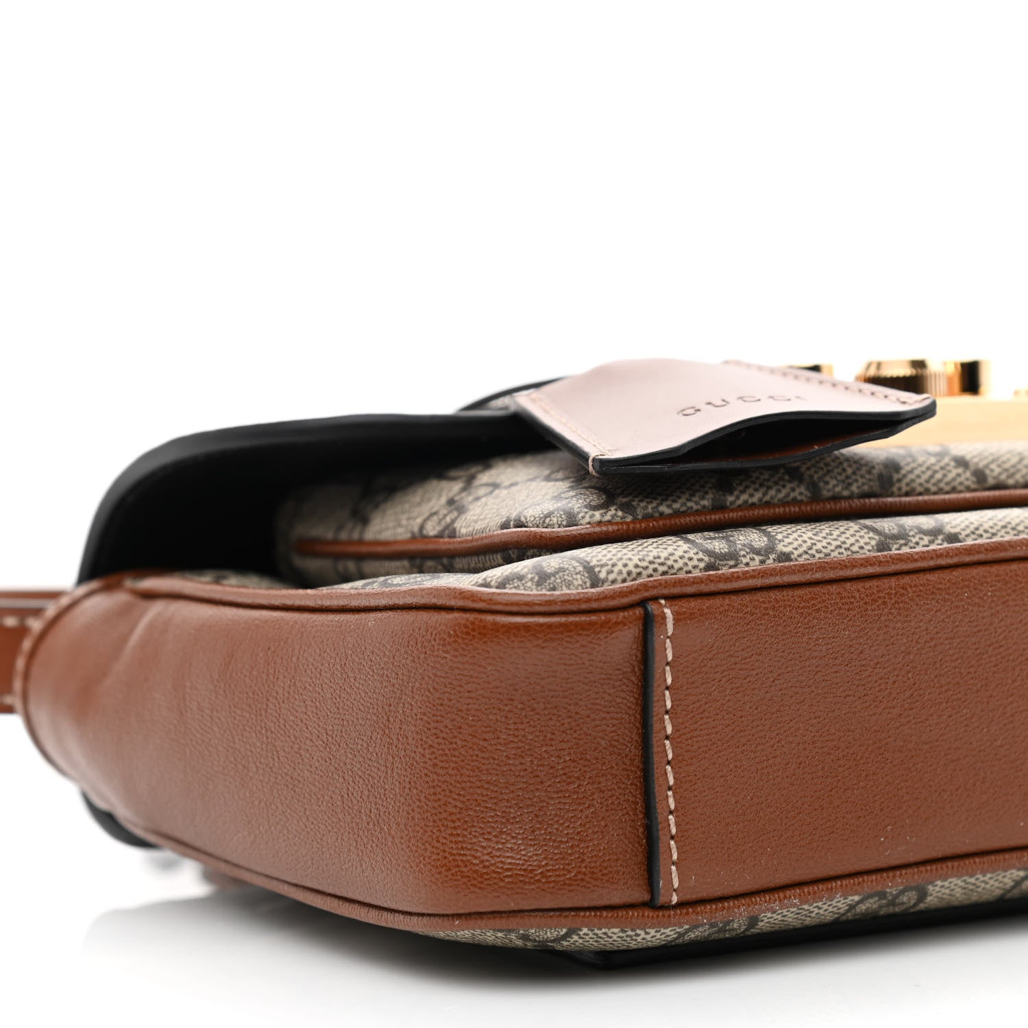 Gucci GG Supreme Monogram New Sakai Lux Calfskin Mini Padlock Flap Pocket Shoulder Bag Beige Ebony Black Cuir 9 of 10