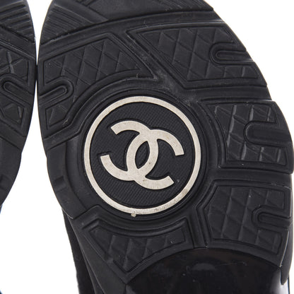 Chanel Velour Tweed CC Sneakers 37 Black Gold 6 of 11