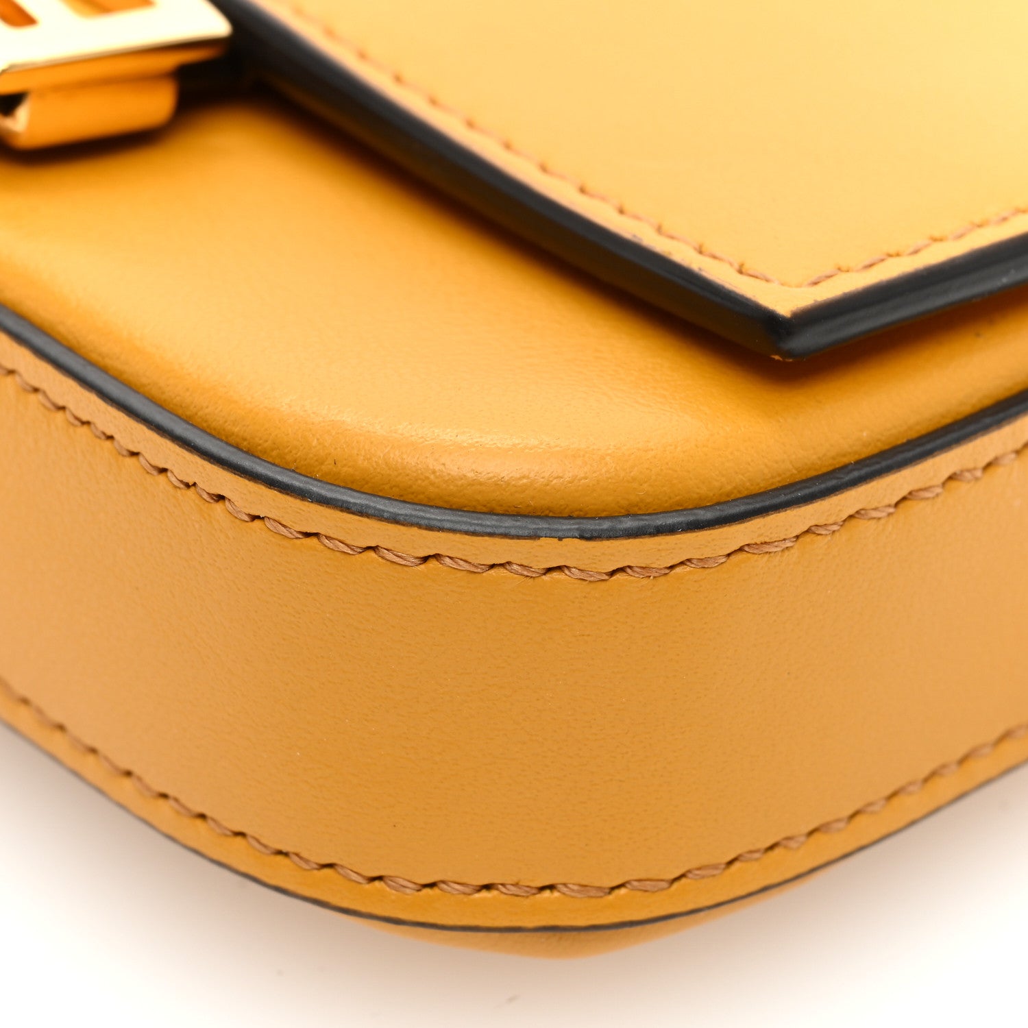 Fendi Vitello Century Opaco Nano Baguette Belt Charm Zucca Oro Soft 8 of 9