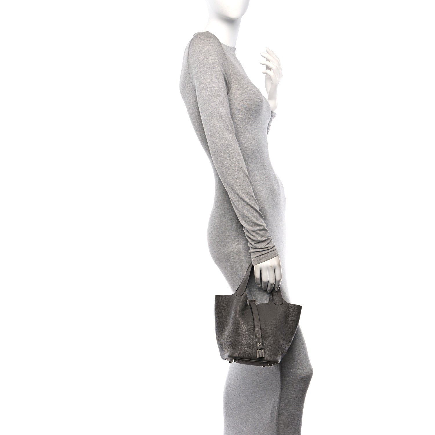 Hermes Taurillon Clemence Picotin Lock 18 PM Gris Asphalte 2 of 13