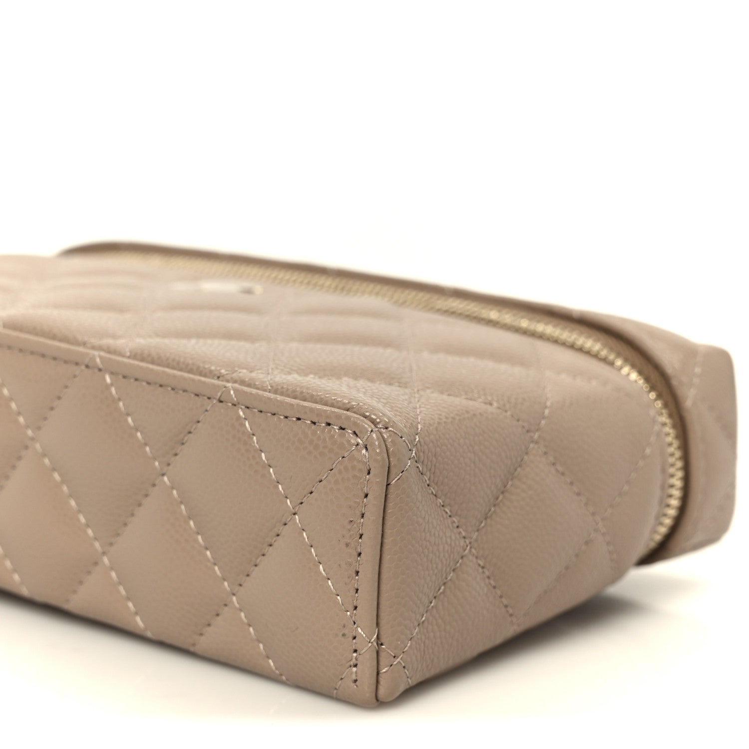 Chanel Caviar Quilted Top Handle Slim Vanity With Chain Dark Beige 10 of 11