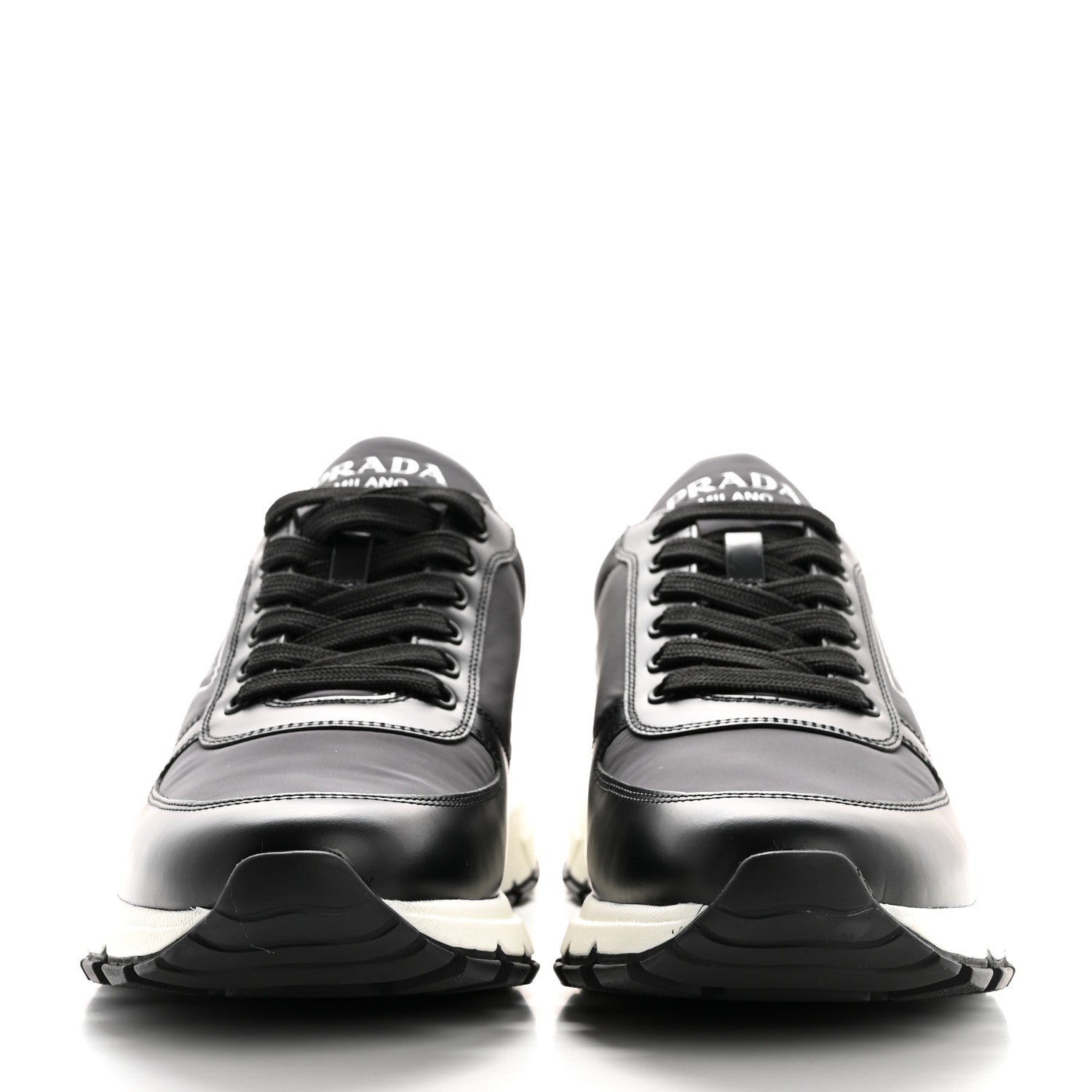 Prada Spazzolato Rois Nylon Triangle Logo Mens Low Top Sneakers 9 Black 3 of 10