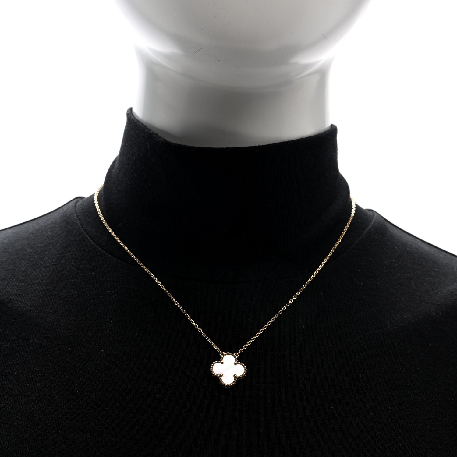 Van Cleef & Arpels 18K Yellow Gold Mother of Pearl Vintage Alhambra Pendant Necklace 2 of 5