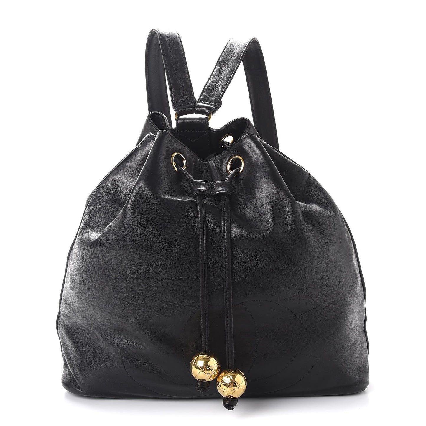 Lambskin CC Drawstring Backpack Black