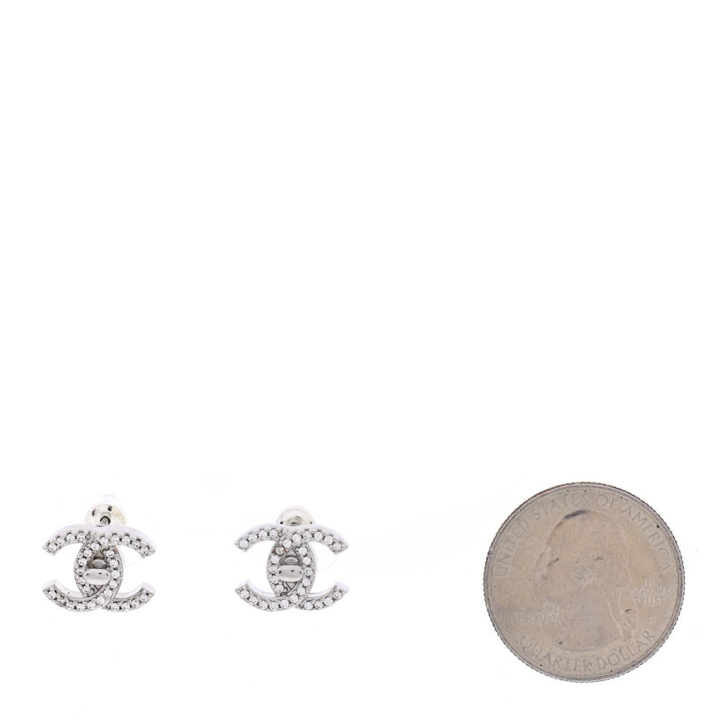 Crystal CC Turnlock Earrings Silver