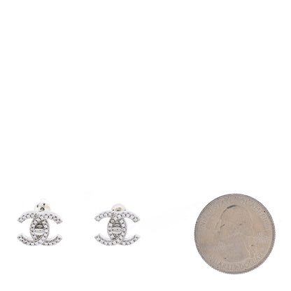 Chanel Crystal CC Turnlock Earrings Silver 2 of 5