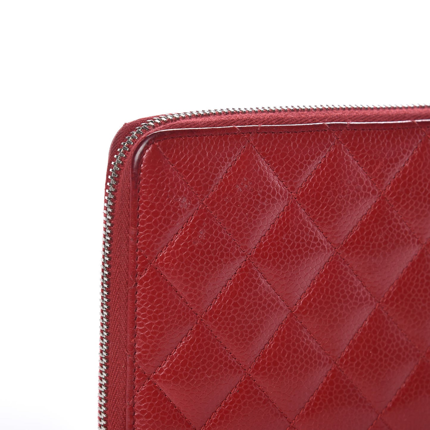 Caviar Quilted Large Zip Around Organizer Wallet Red