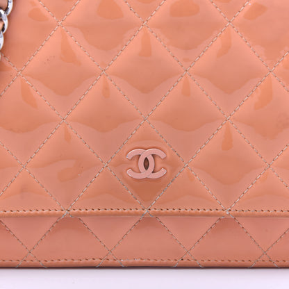 Chanel Patent Quilted Wallet On Chain WOC Orange 9 of 10
