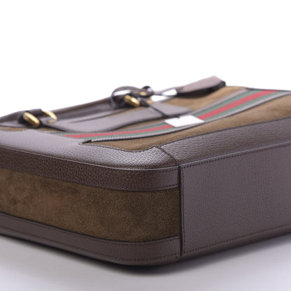 Gucci Suede Rainbow Strap Briefcase Brown 8 of 10
