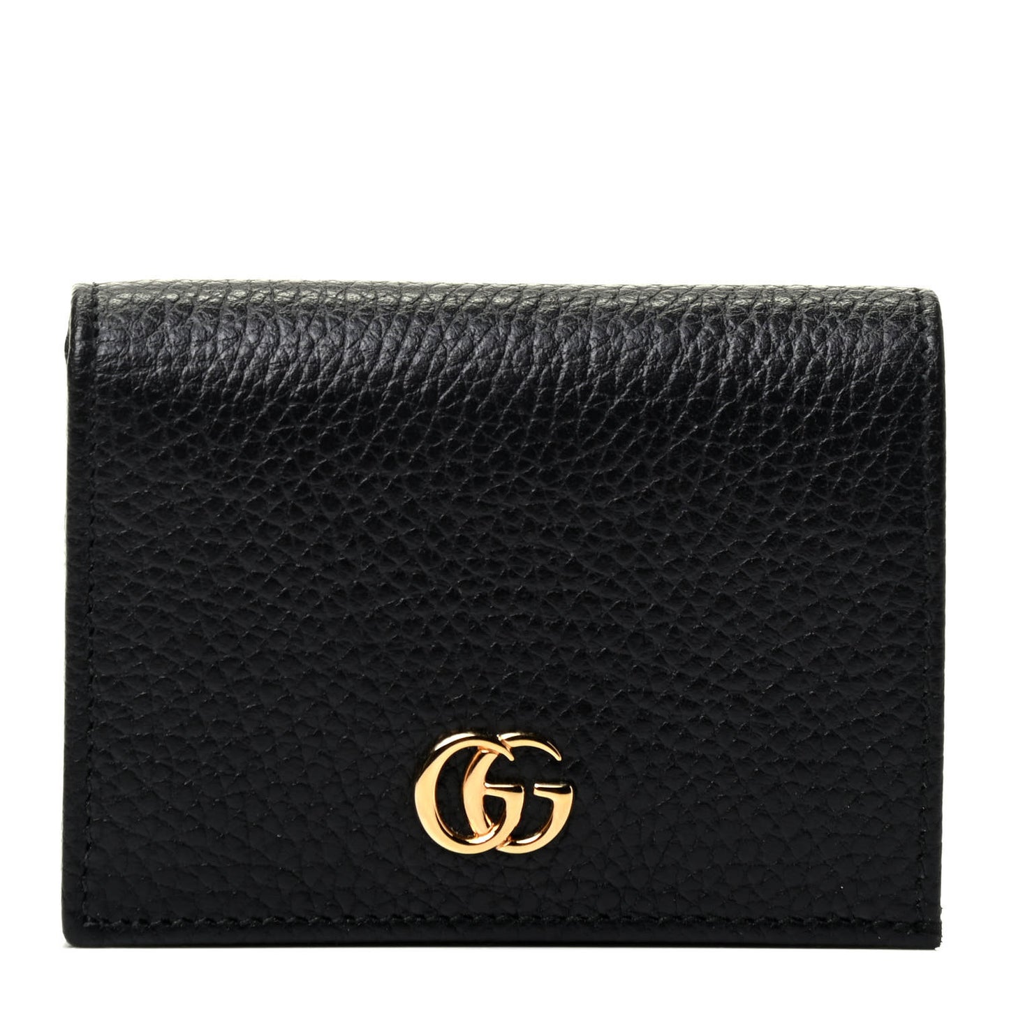 Pebbled Calfskin GG Marmont Card Case Black