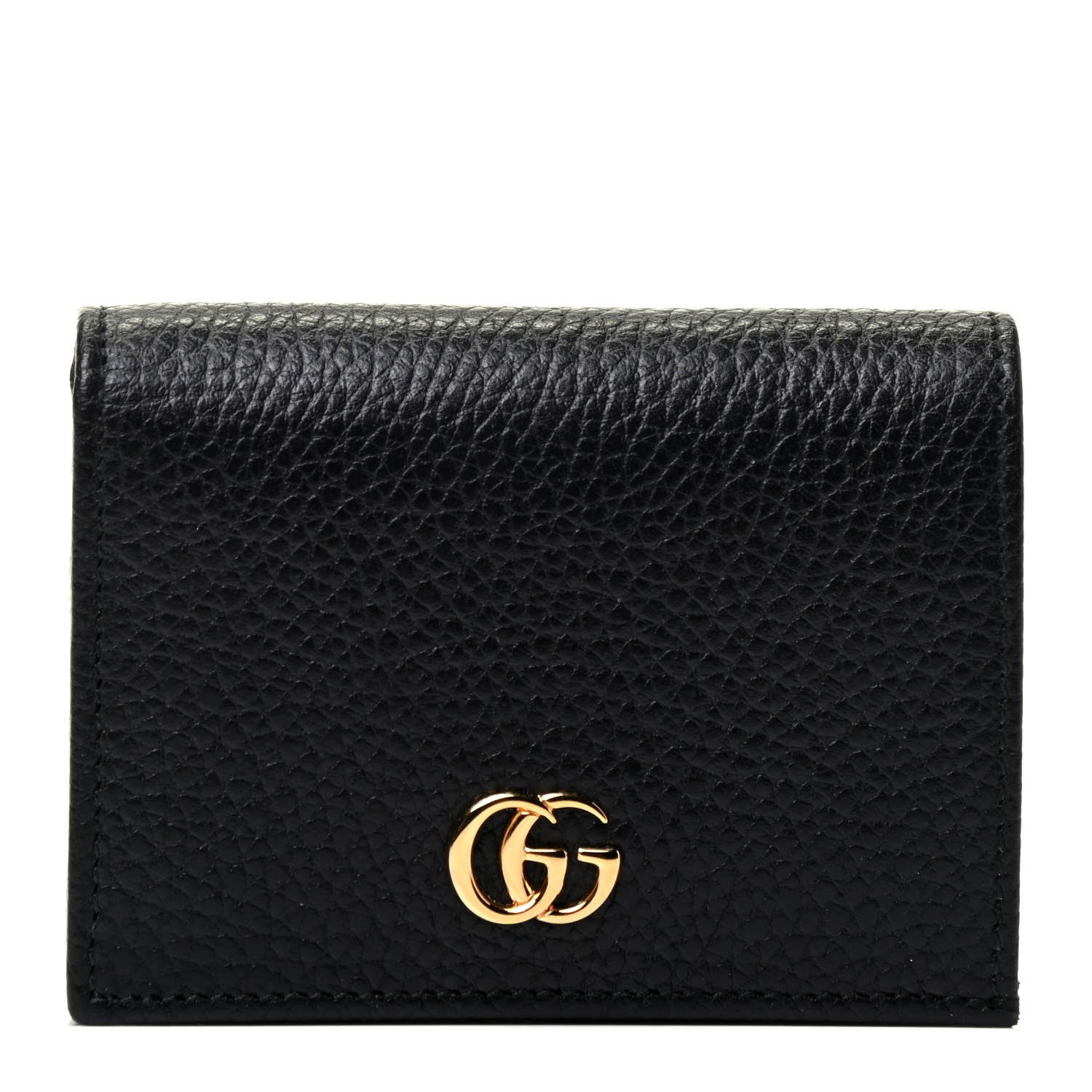 Gucci Pebbled Calfskin GG Marmont Card Case Black 1 of 4