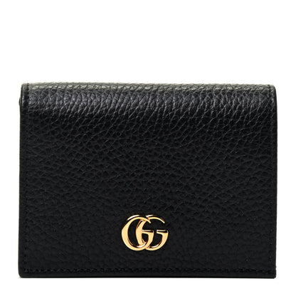 Gucci Pebbled Calfskin GG Marmont Card Case Black 1 of 4