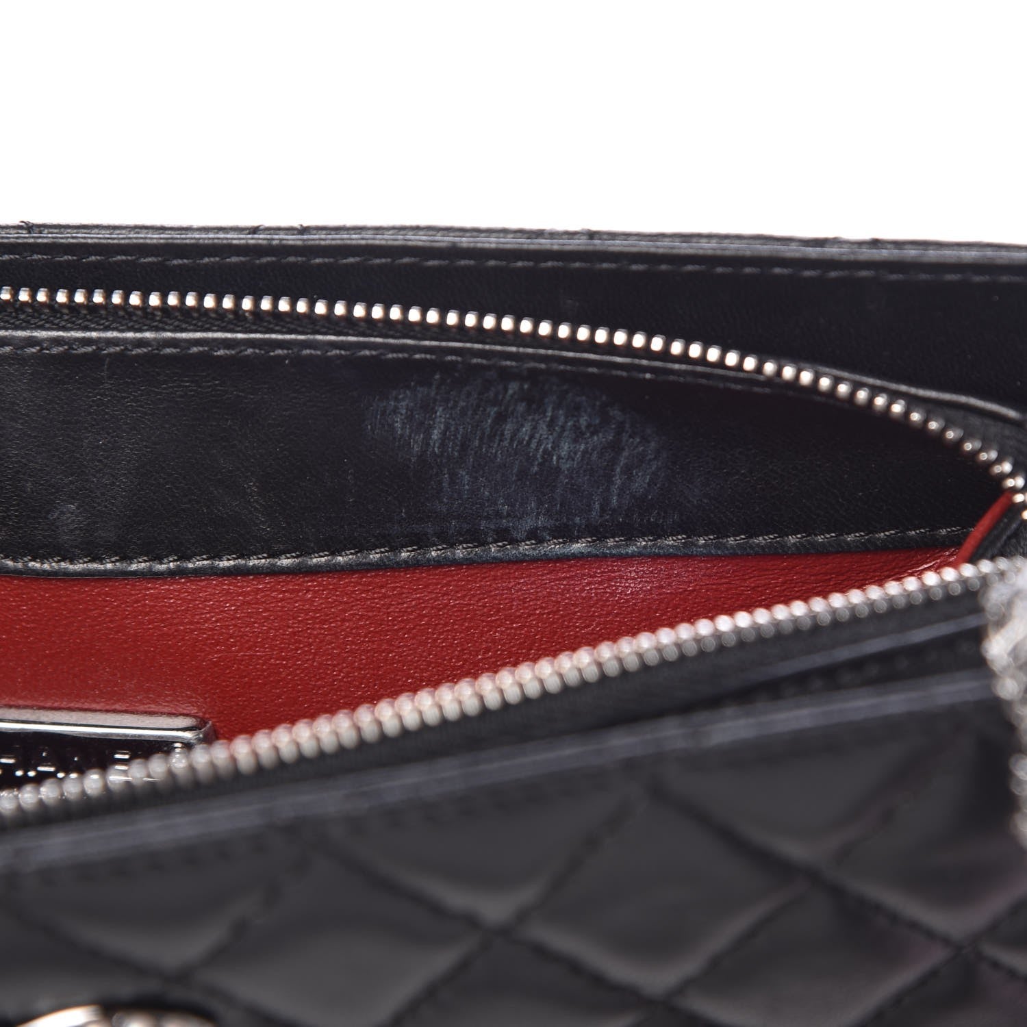 Chanel Lambskin Quilted Pearl Chain Wrist Wallet Black 9 of 10