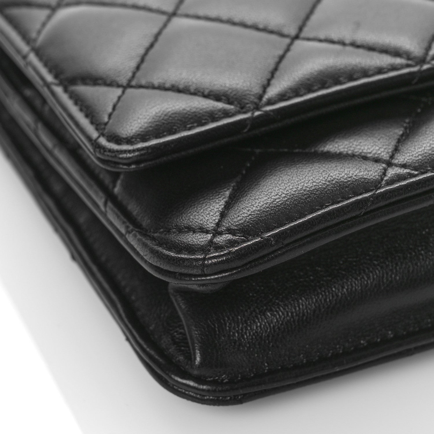 Chanel Lambskin Quilted Wallet On Chain WOC Black 8 of 11