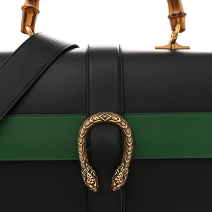Gucci Calfskin Bamboo Web Large Dionysus Top Handle Bag Black Bright Evergreen Hibiscus Red 8 of 12