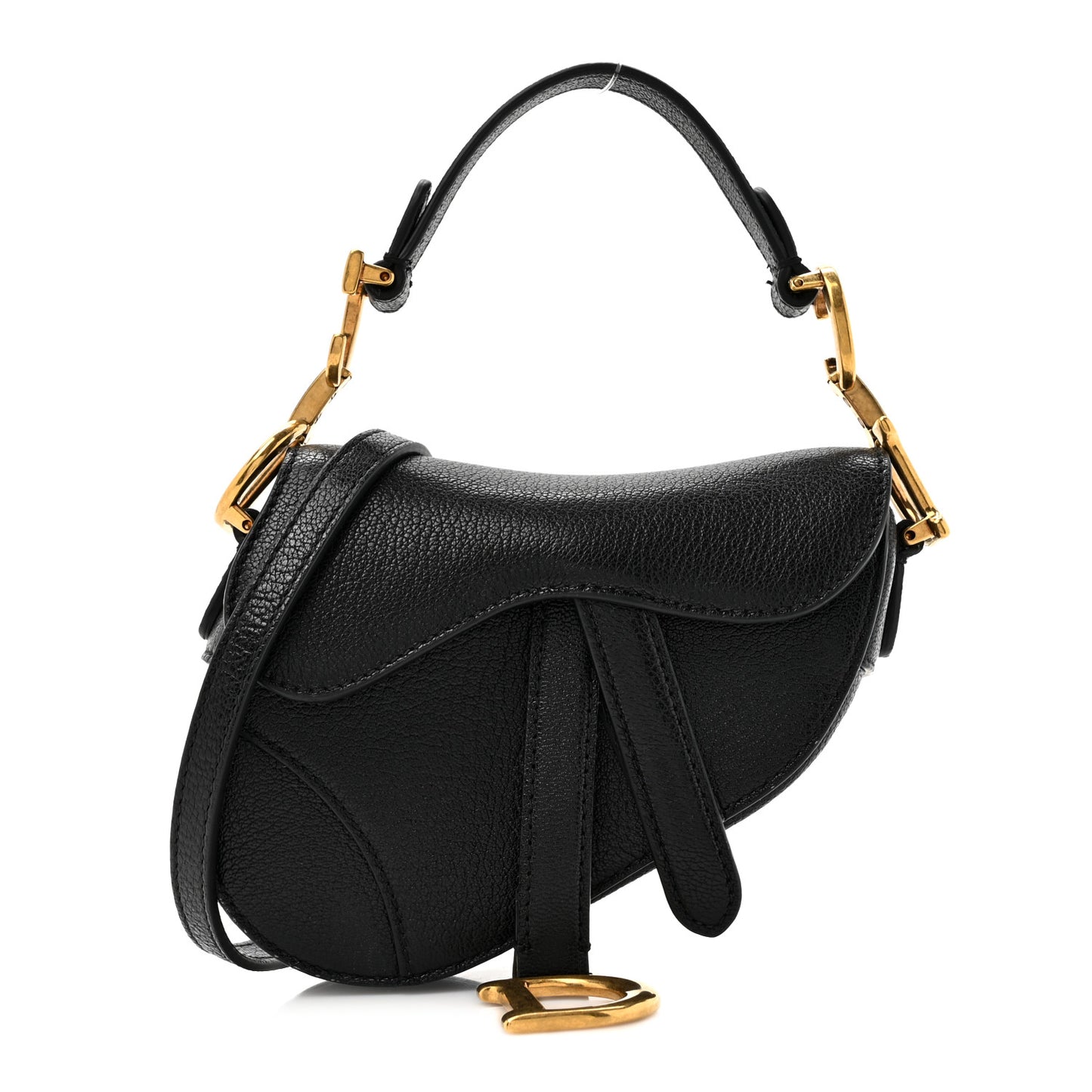 Goatskin Micro Saddle Bag Black
