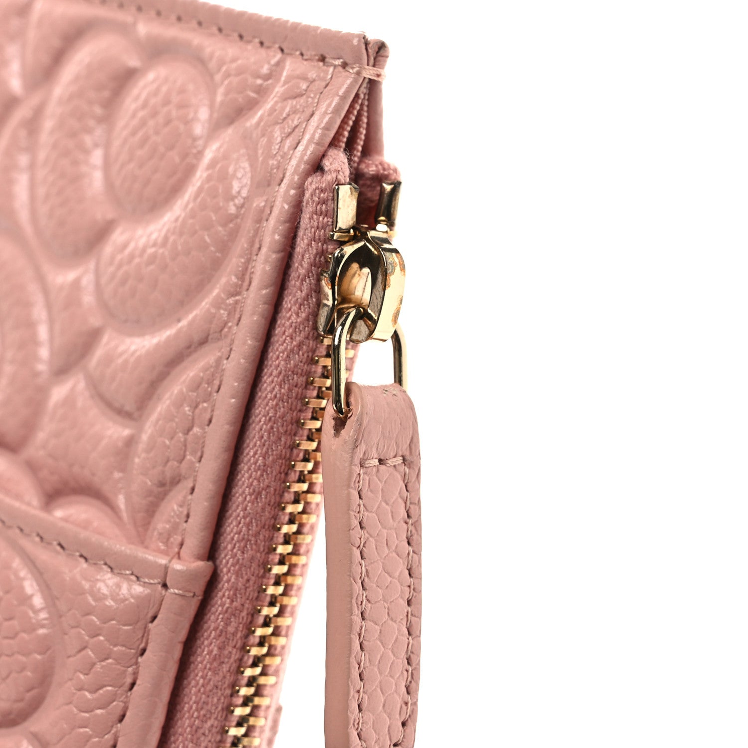 Chanel Caviar Camellia Embossed Classic Flat Wallet Pouch Pink 9 of 9