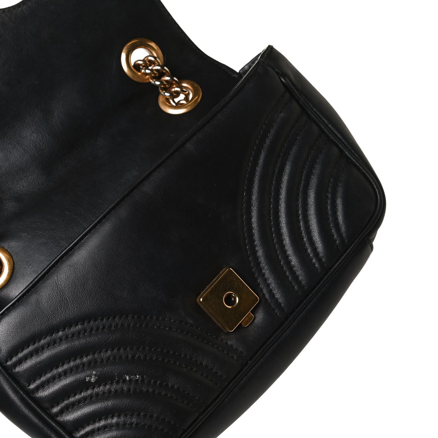 Calfskin Matelasse Mini GG Marmont Shoulder Bag Black