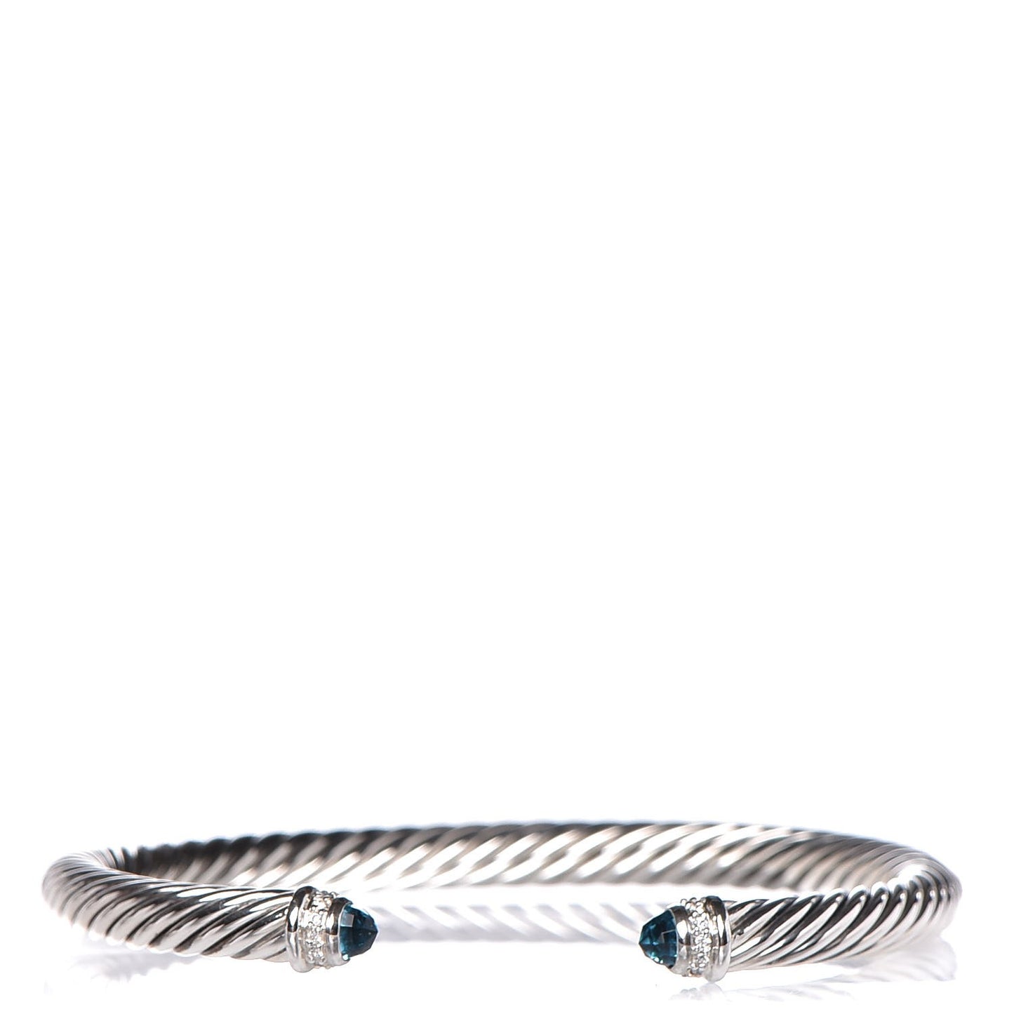 Sterling Silver Diamond Blue Topaz 5mm Cable Classics Bracelet