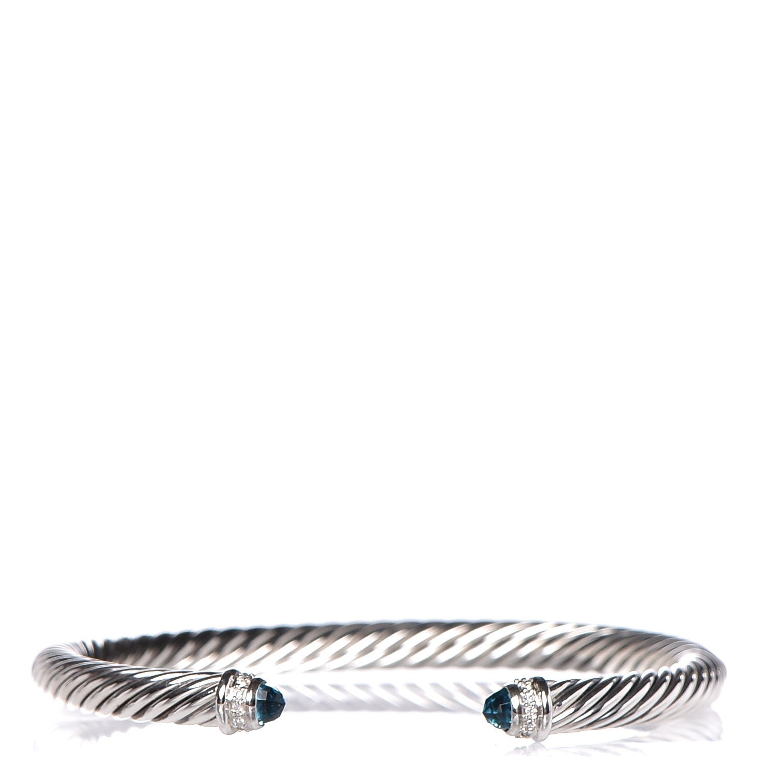 David Yurman Sterling Silver Diamond Blue Topaz 5mm Cable Classics Bracelet 1 of 5
