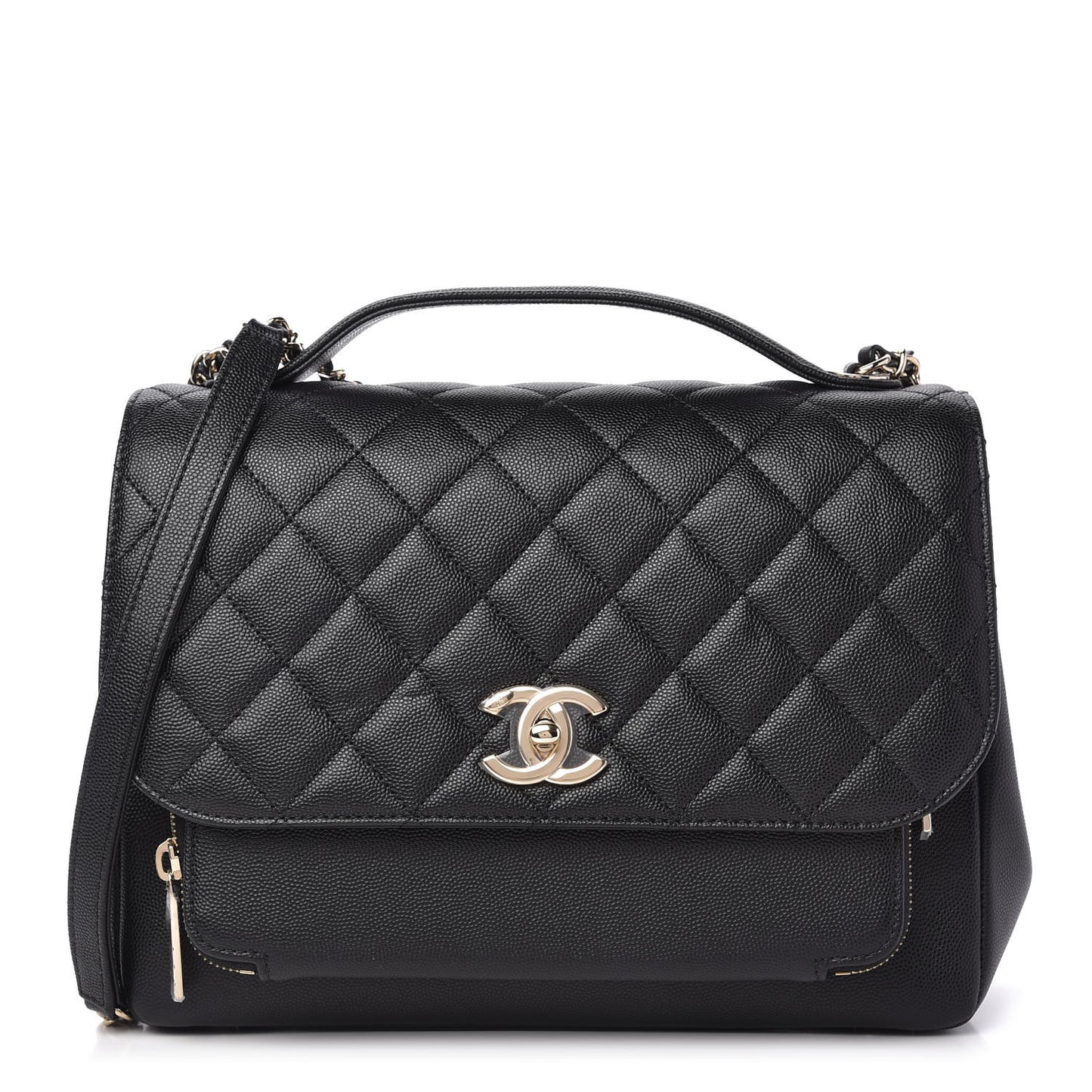 Caviar Quilted Large Business Affinity Flap Black