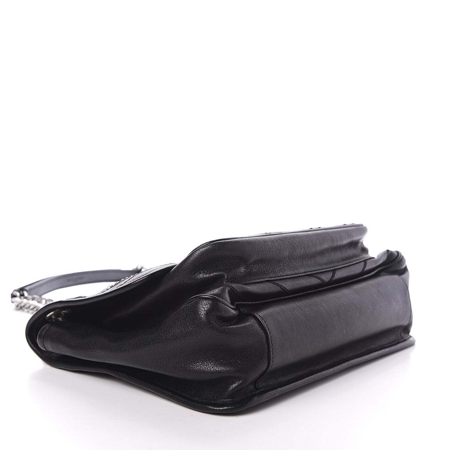 Lambskin Matelasse Monogram Microstud Medium Niki Chain Satchel Black