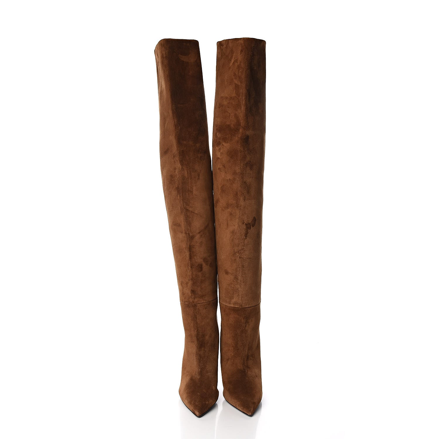 Saint Laurent Suede Kiki Over The Knee Boots 38.5 Brown 2 of 7
