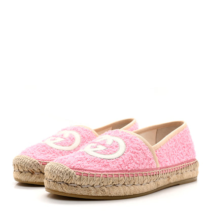 Gucci Terry Cloth Interlocking G Espadrilles 37 Pink Dusty White Beige 3 of 12