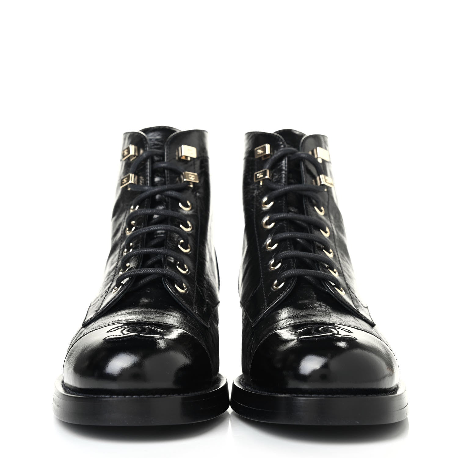 Chanel Calfskin Combat Boots 38 Black 2 of 4