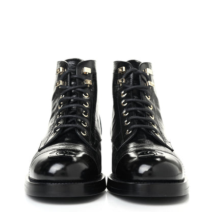 Chanel Calfskin Combat Boots 38 Black 2 of 4