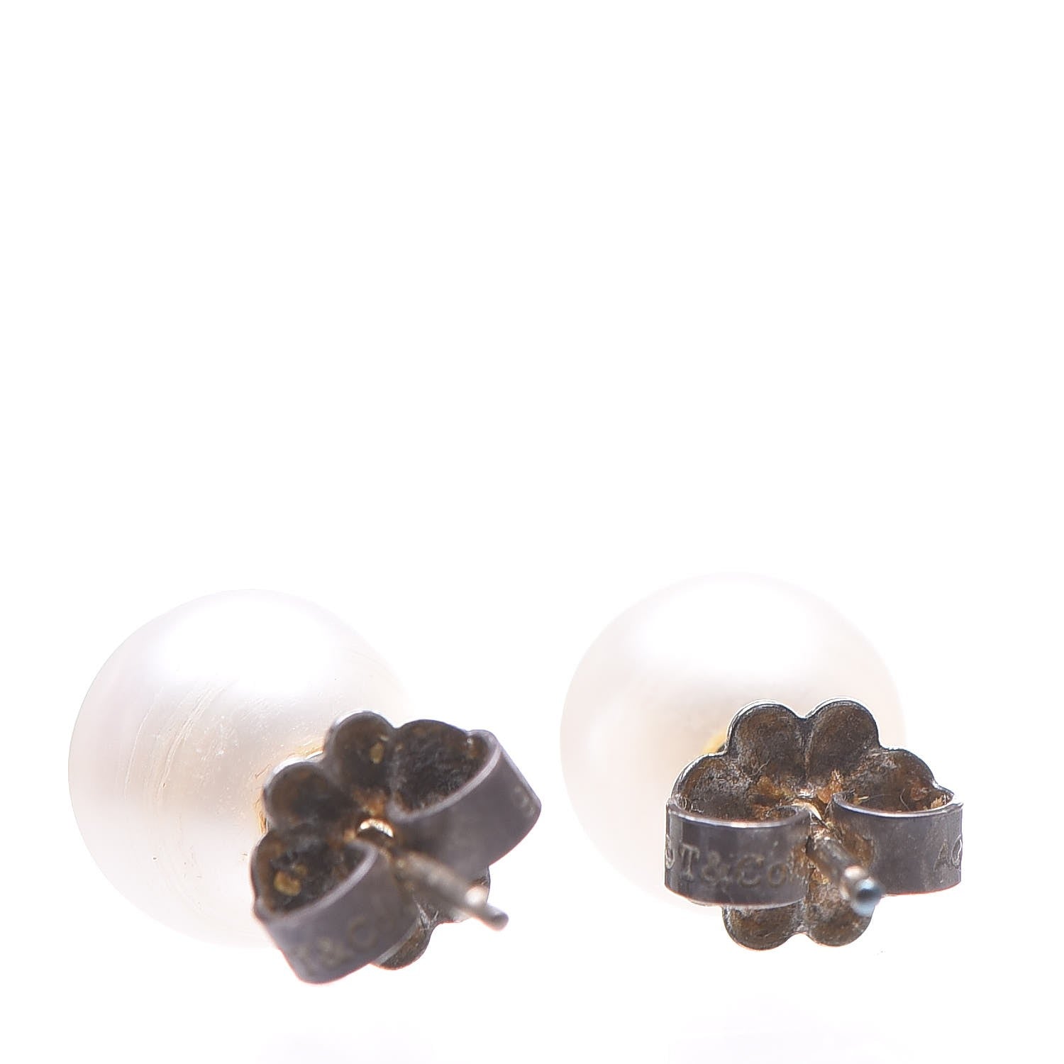 Tiffany Sterling Silver Freshwater Pearl 7-8mm Ziegfeld Earrings 4 of 5