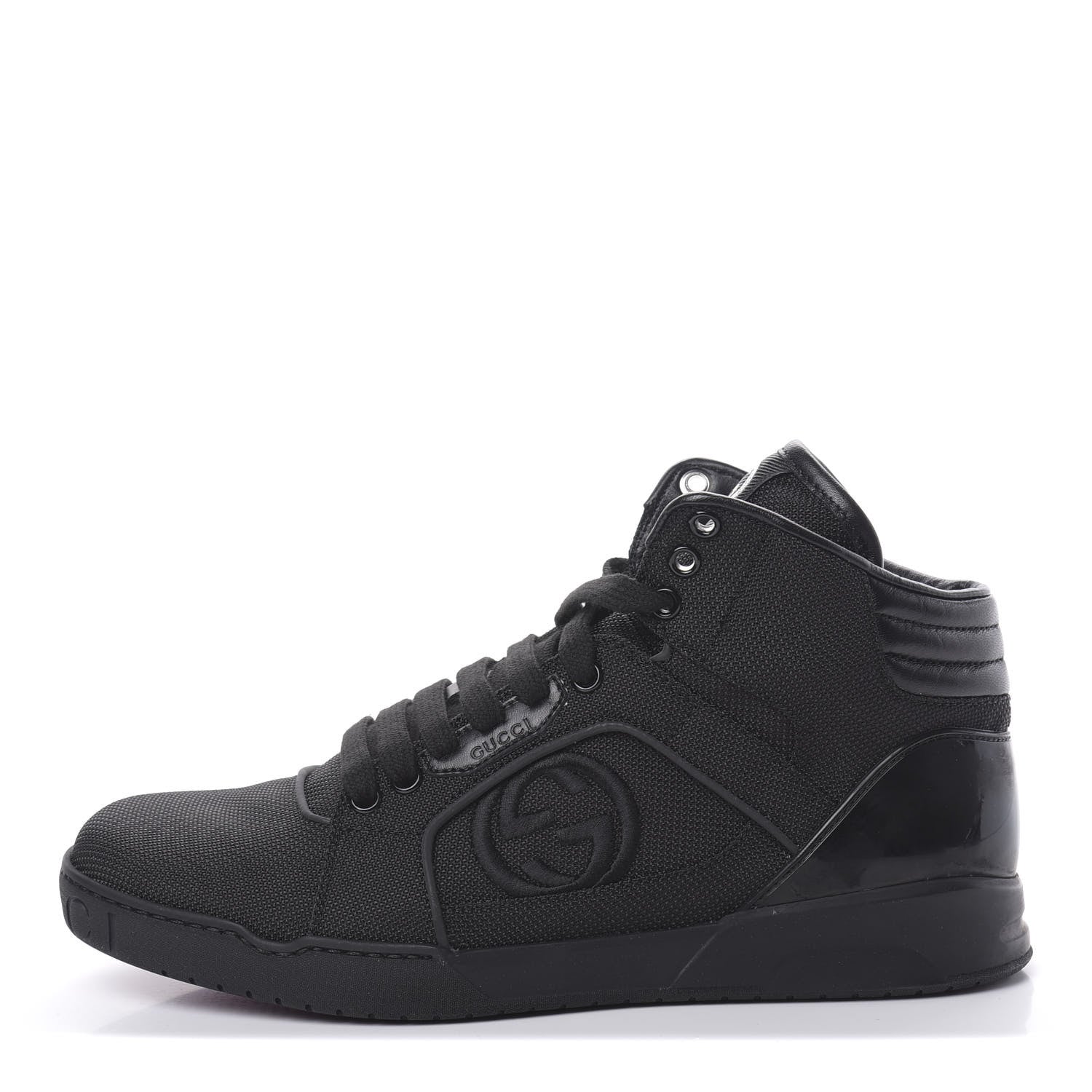 Gucci Baling Fabric Nappa Moorea Interlocking G Mens High Top Sneakers 6 Black 1 of 9