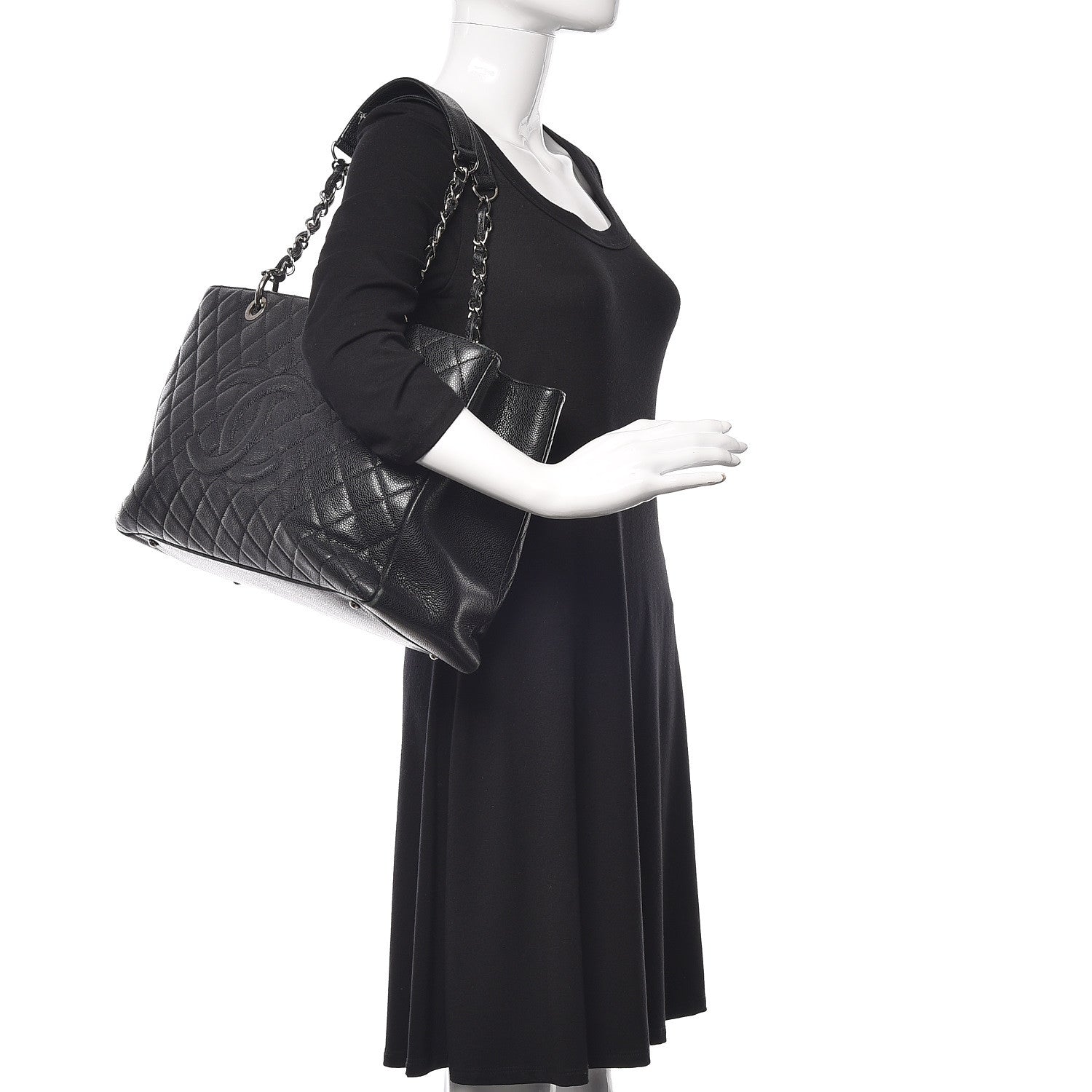 Chanel Caviar Quilted XL Grand Shopping Tote GST Black 2 of 17